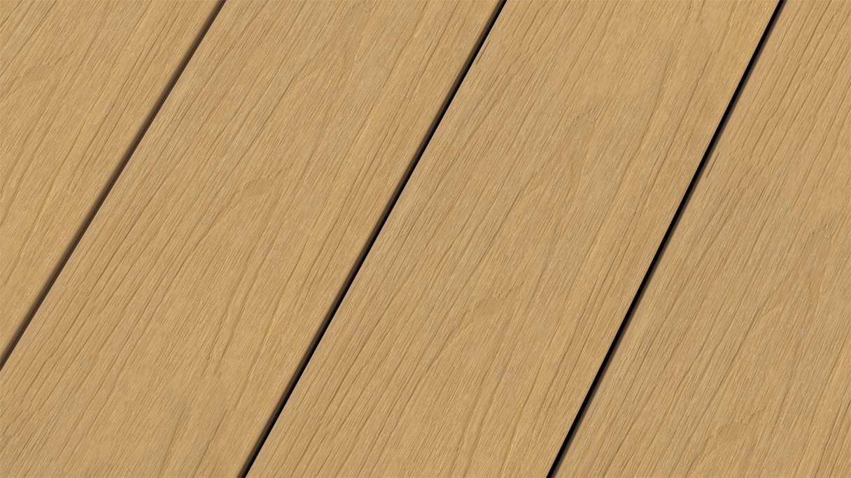 planeo WOODLine Nature - WPC CoEx coated decking board hollow chamber - sand 3m textured/smooth brushed