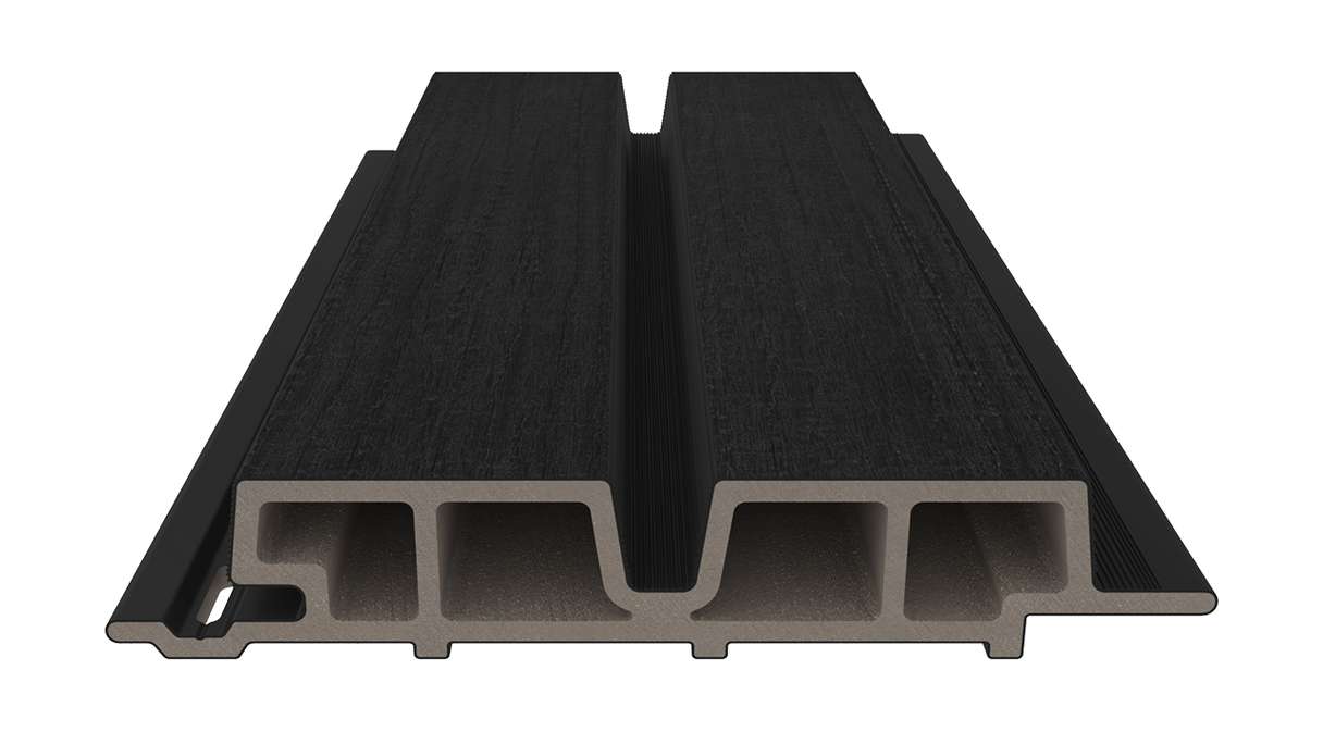 planeo LINEA Wide – WPC CoEx cladding, black, 2900 x 181 mm
