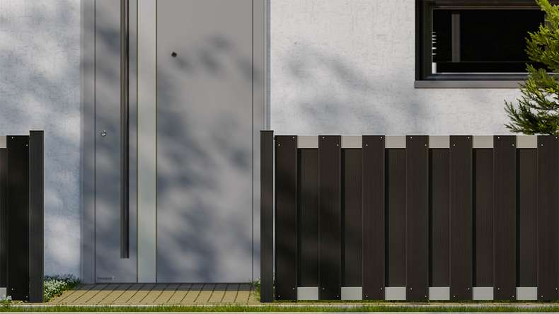 planeo Gardence Premade - BPC garden fence front garden fence anthracite with EV1 silver crossbar 180 x 90cm