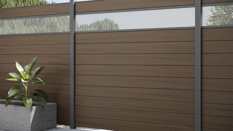 planeo Solid - Garden Fence Square Walnut co-ex