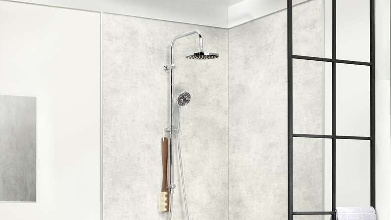 planeo StrongWall - Plastic wall panelling XL Light Cement 260 x 90 cm