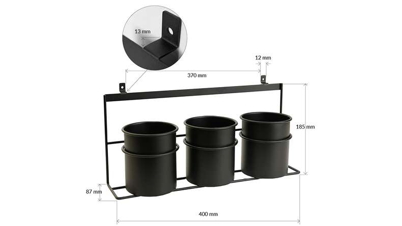 planeo storage - black 3 pcs. Cup with holder