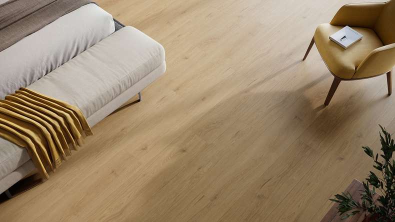 planeo Rigid Click Vinyl - HOMEtec Pro 50 IXPE Warm Sand Oak | Impact sound insulation integrated (RP-E50-5)