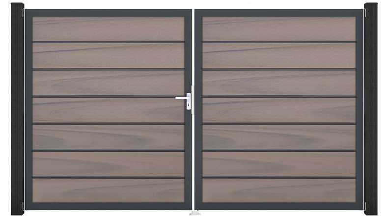 planeo Gardence Premium BPC door - DIN left 2-leaf Bi-Color co-ex with anthracite aluminium frame