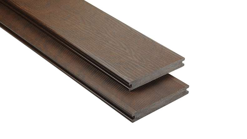 planeo WPC - decking board solid chestnut 4.90m - grooved