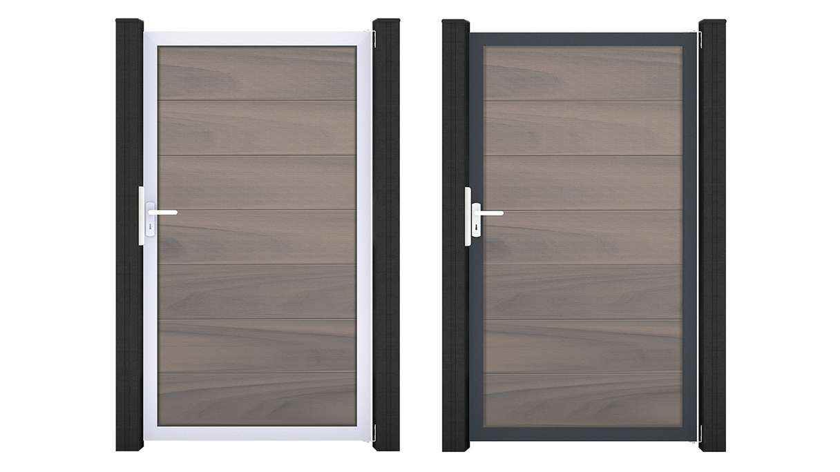 planeo Gardence Strong XL – BPC Universal Gate, Bi-Colour co-extruded with aluminium frame