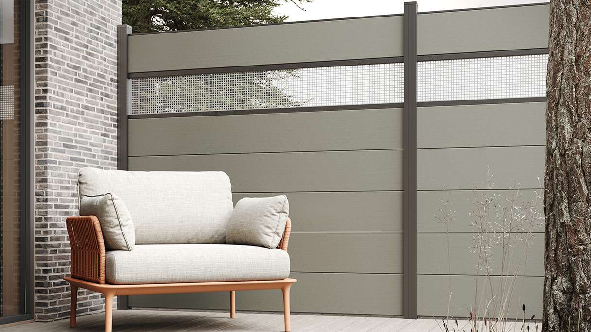 planeo Solid Grande - plug-in fence grey