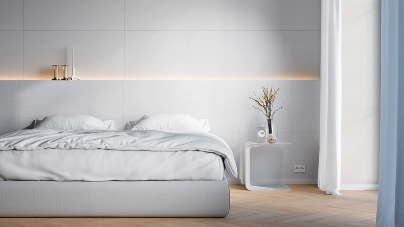 planeo SPC wall panelling – CeraRock Tile Stripes Concrete White XL 280 x 117.5 cm