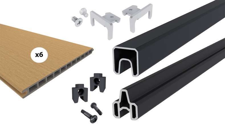 planeo INFINITY XL-Board - WPC CoEx plug-in fence sand 176 x 183