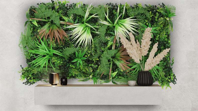 planeo acoustic panel - MixWall Leaf Mood Exotic Mixed Flora 52 x 52 cm | artificial plant (PLMW-71111)