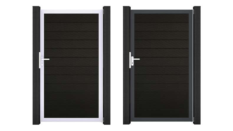 planeo Gardence Strong – BPC Universal Gate, black co-extruded with aluminium frame