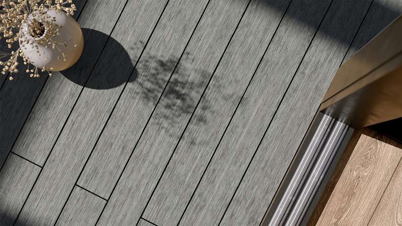 planeo AntikWood WPC decking board solid - Stone grey 4.2m antique aged
