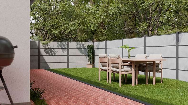 planeo Gardence Resistant - HPL plug-in fence concrete grey 180 x 183 cm