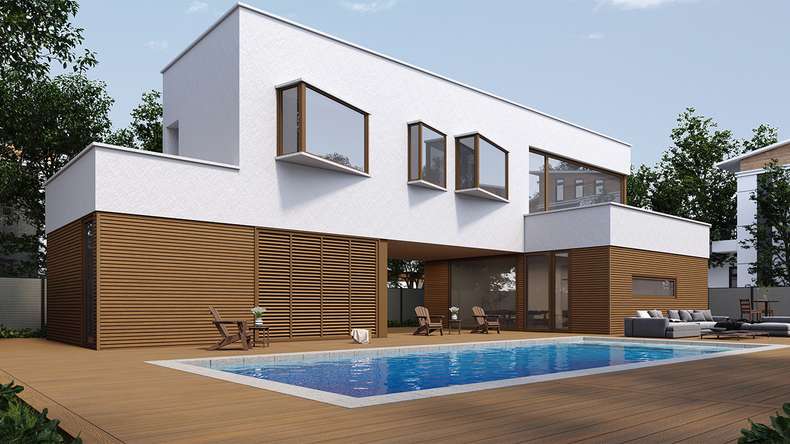 planeo LINEA Slim – WPC CoEx cladding, Burma Teak, 2900 x 215 mm