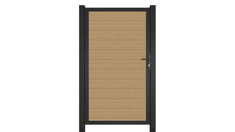 planeo INFINITY - WPC CoEx universal door sand with anthracite aluminium frame 100 x 180 cm