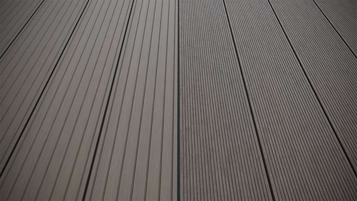 planeo LightWood WPC decking board hollow chamber - Light grey 4.2m fine grooved/grooved