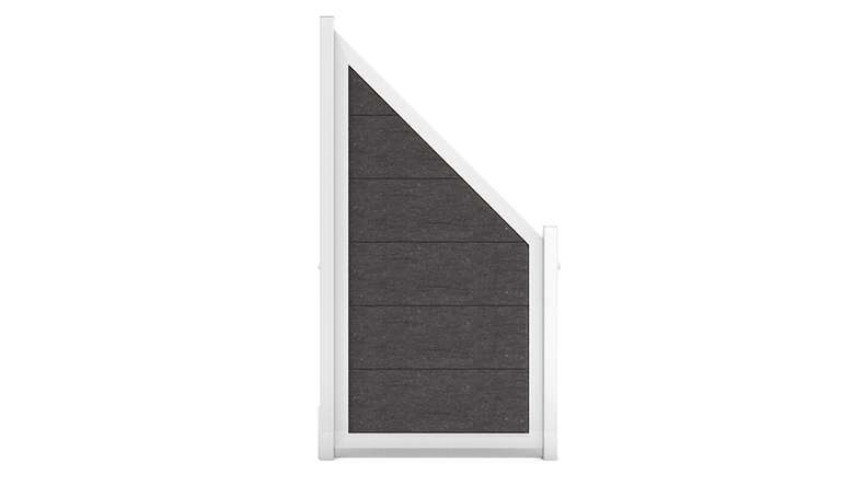 planeo Viento - garden fence slanted anthracite grey with aluminium frame in silver