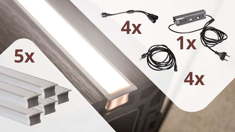 planeo Glow - fence lighting set for 5 light strips