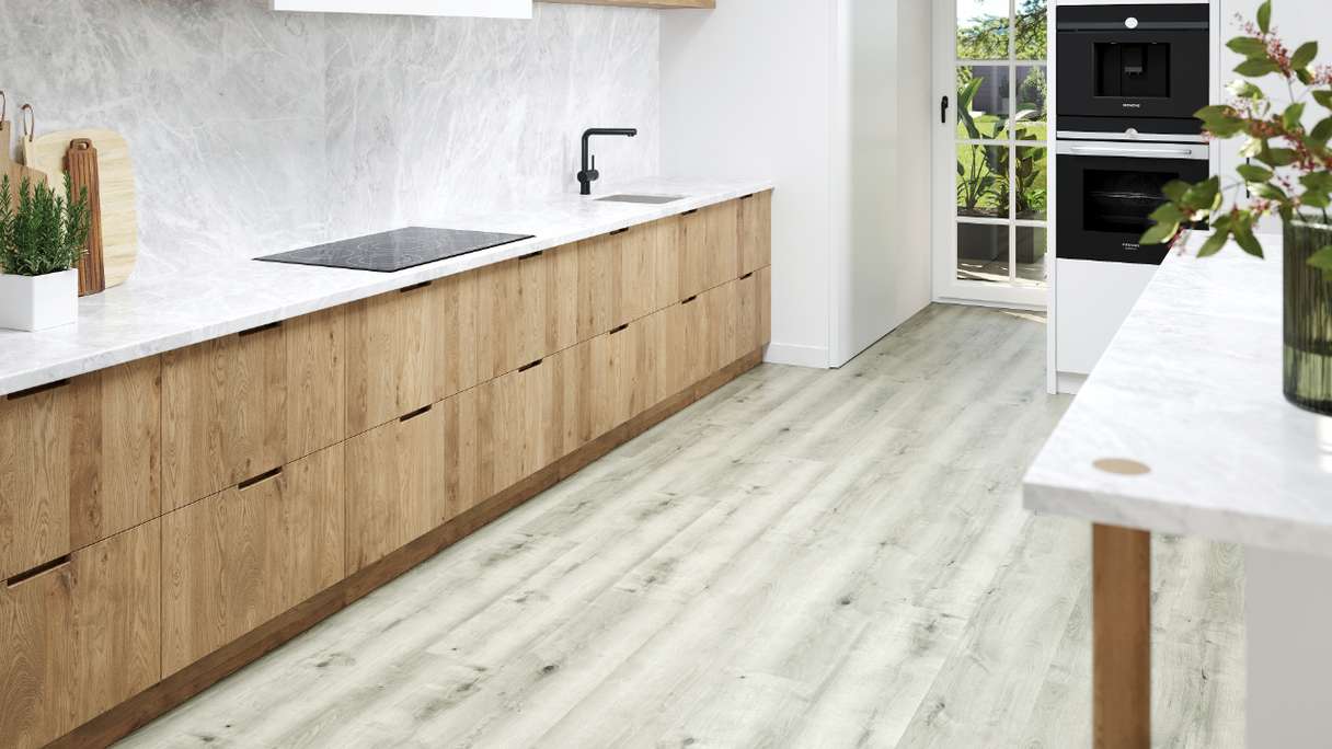 planeo Rigid Click Vinyl - SolutionX 2in1 Oak Light Grey | Impact sound insulation integrated (ECF-0076)