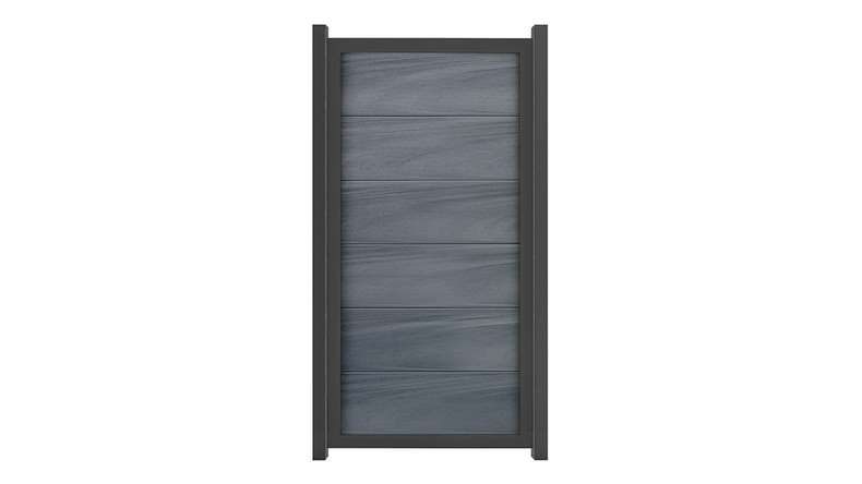 planeo Viento - garden fence upright stone grey co-extruded with aluminium frame in anthracite