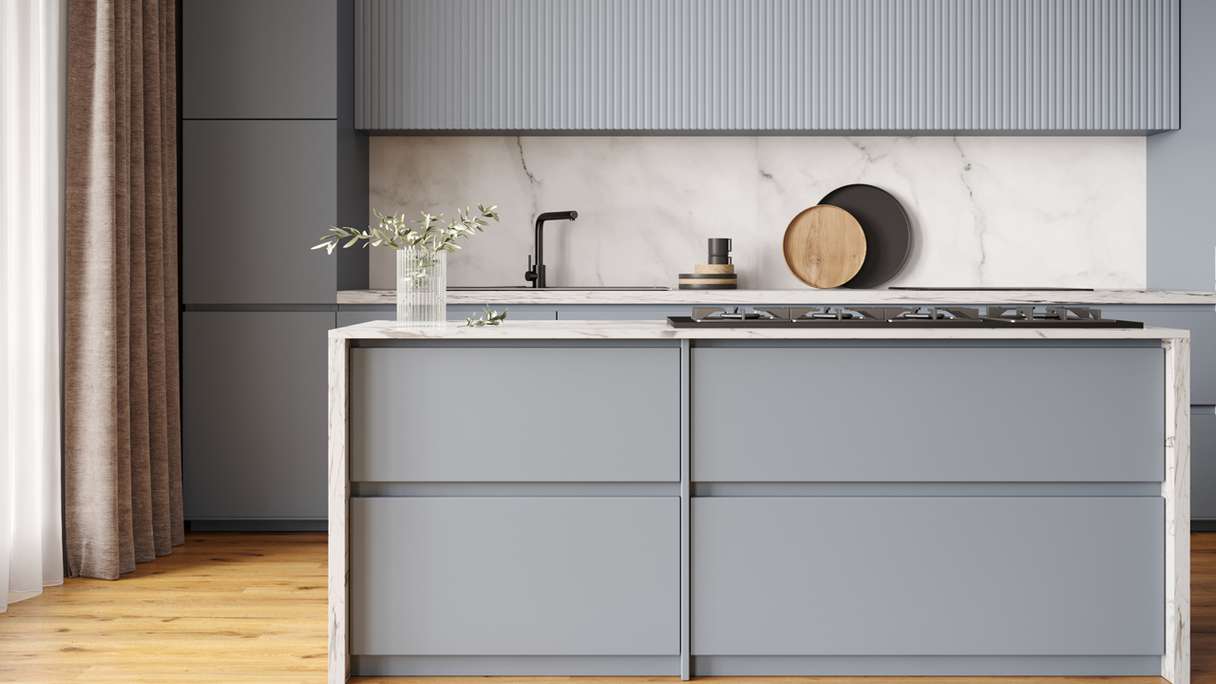 planeo Wallboard - Marble Grey-White Matt - 250 x 60 cm