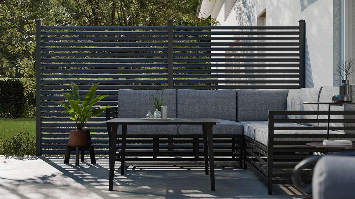 planeo Gardence Metallic Ellipse - Aluminium Garden Fence Square Anthracite | DB703