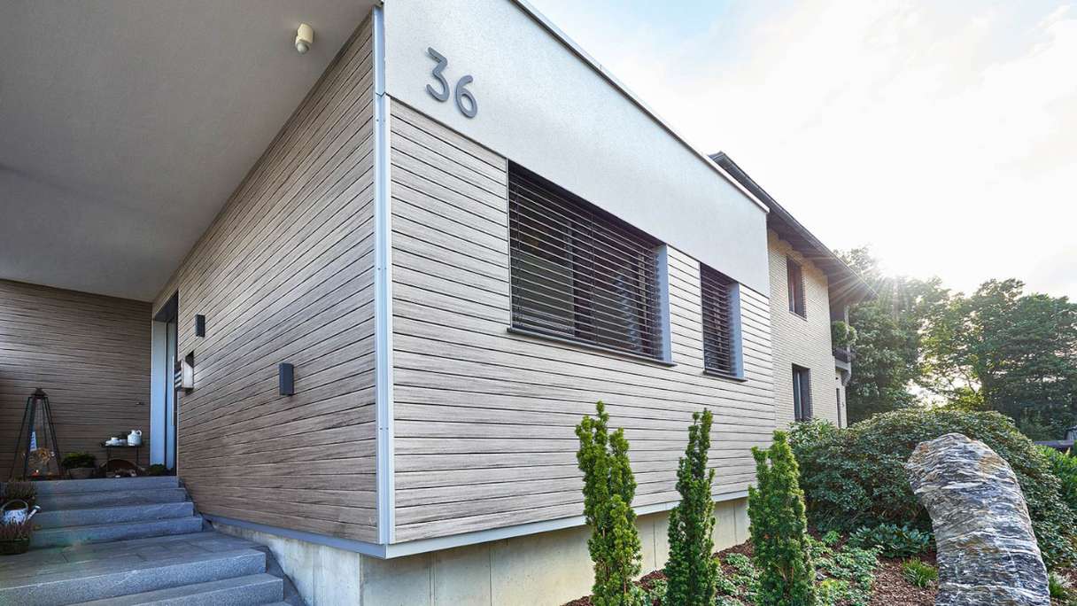planeo Fassado - WPC rhombus strip facade cladding graphite grey