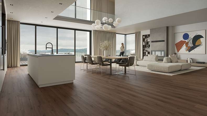 planeo Rigid Click Vinyl - HOMEtec Pro 50 IXPE Natural Brown Oak | Impact sound insulation integrated (RP-G50-2)