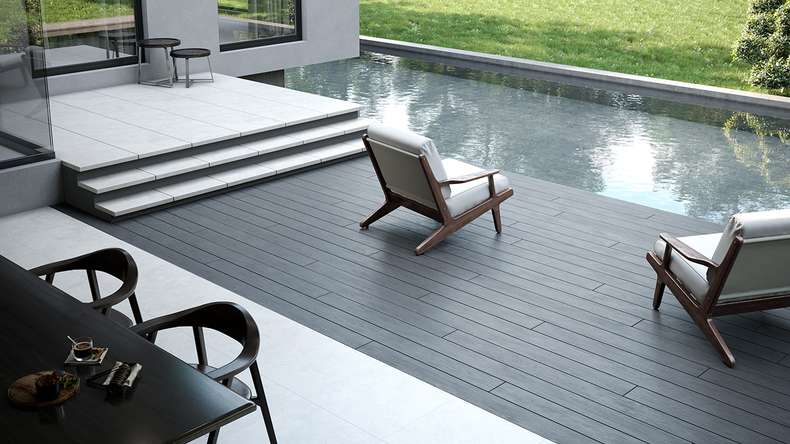 planeo TitanWood - solid plank dark grey antique aged/brushed