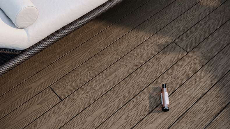 planeo CoEXWood WPC decking complete set solid plank - light brown/dark brown textured