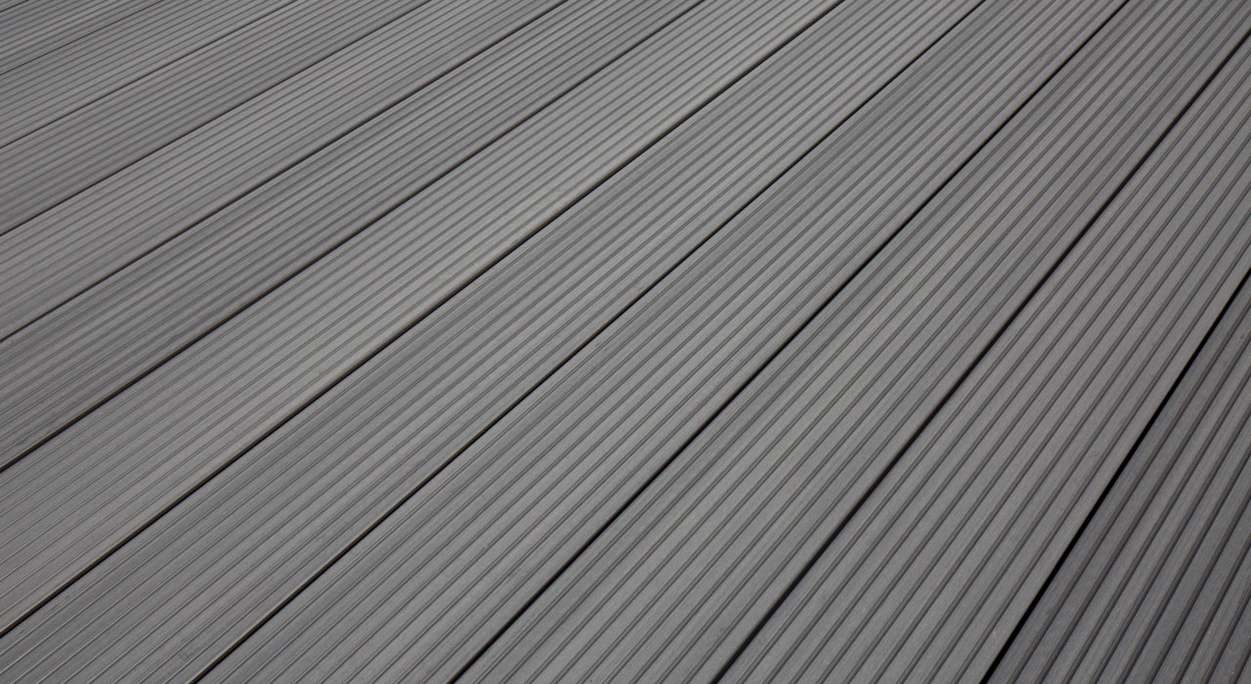 Complete set TitanWood 3m hollow core plank grooved structure light grey 9.3m² incl. aluminium-UK