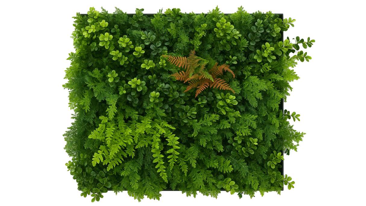planeo acoustic panel - MixWall Leaf Mood Feral Green Mixed Flora 52 x 52 cm | artificial plant (PLMW-20121A)