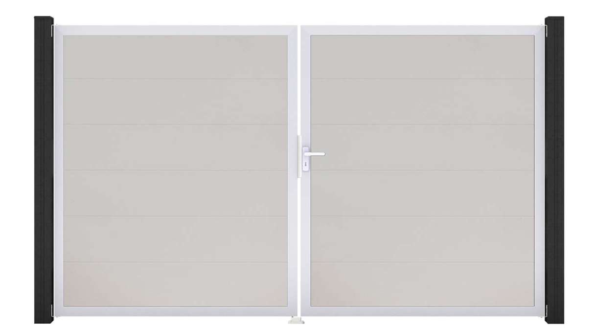 planeo Gardence Simply – 2-leaf white PVC gate with aluminium frame