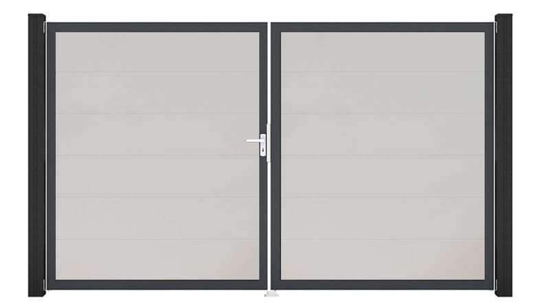 planeo Gardence PVC door - DIN left 2-leaf white with anthracite aluminium frame