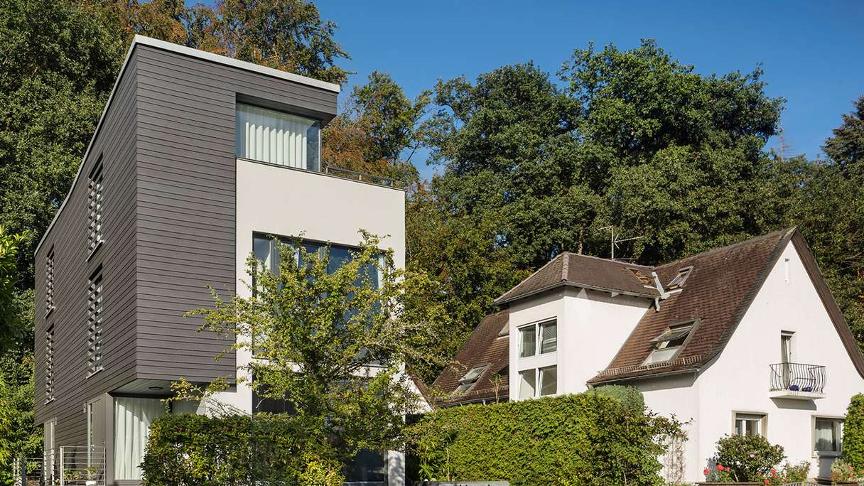 planeo Fassado - WPC rhombus strip facade cladding Prime lava grey