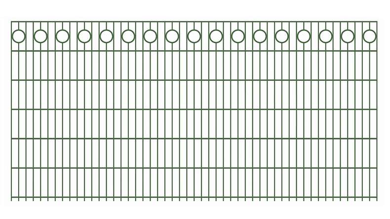 planeo double-rail decorative fence Halo 6/6/6 RAL 6005 moss green