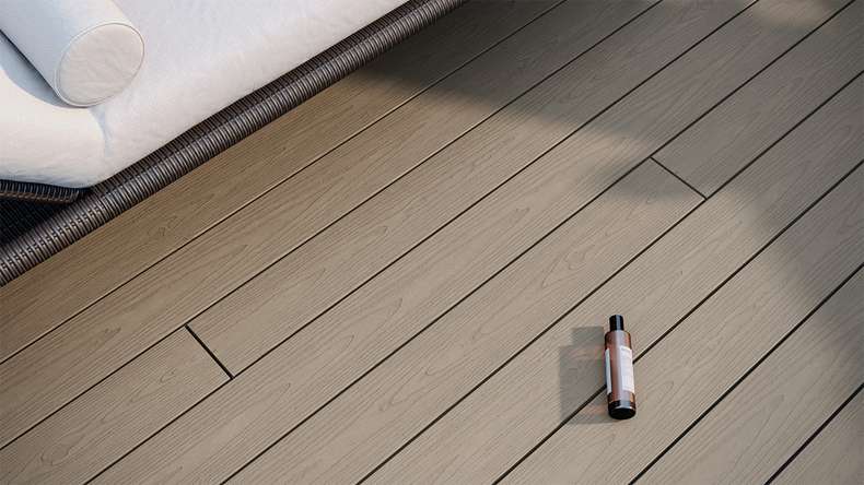 planeo CoEXWood WPC solid coated decking board - Grey/Cement 3m structured