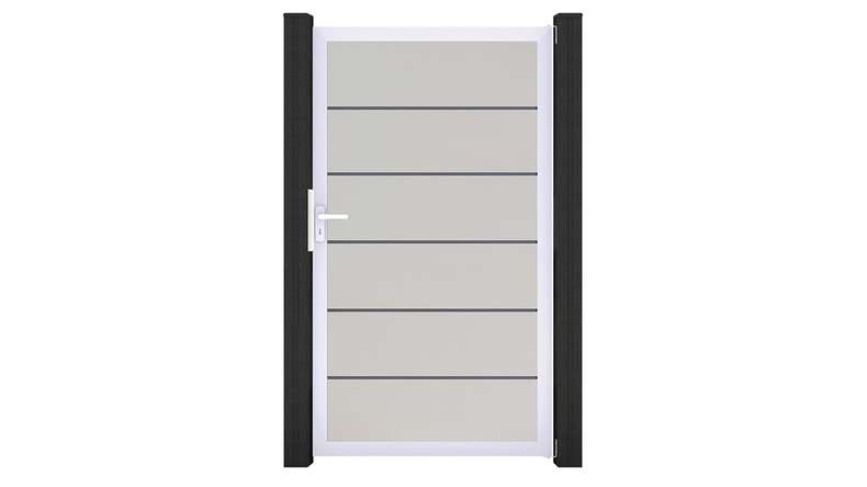 planeo Gardence Simply Premium – White universal PVC gate with aluminium frame, 100 x 180 cm