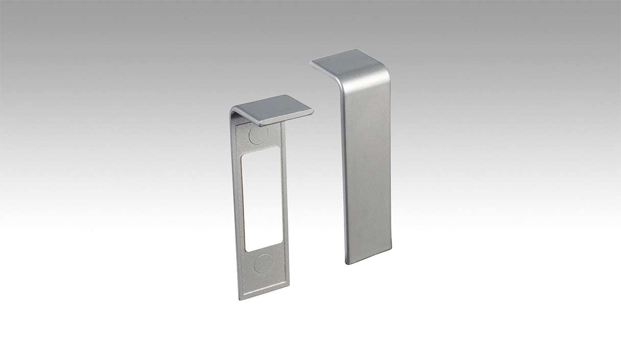 MEISTER self-adhesive connecting piece for skirting board profile 15 MK | 15 F MK | 20 PK | 20 PK Aqua 2038 stainless steel (800034-04-02038)