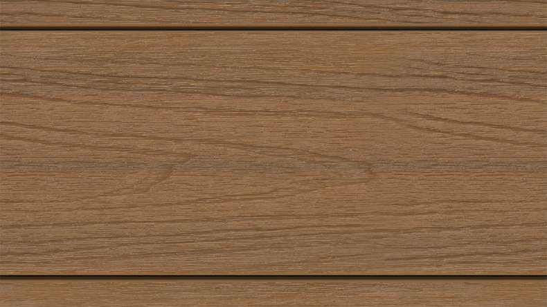 planeo MAXLine Nature - WPC CoEx wrapped XL decking board hollow chamber - Burma teak 3m textured/smooth brushed