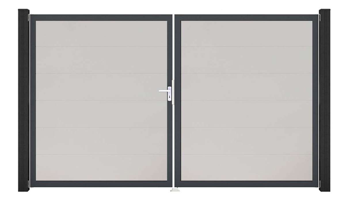 planeo Gardence Simply – 2-leaf white PVC gate with aluminium frame