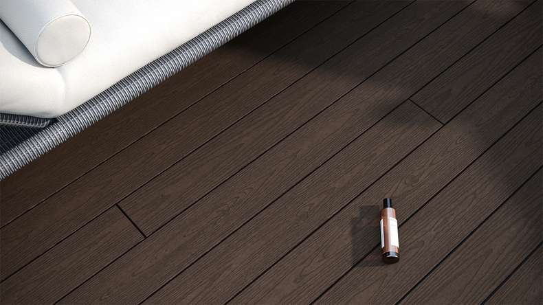 planeo CoEXWood WPC solid coated decking board - Light brown/Dark brown 3m structured