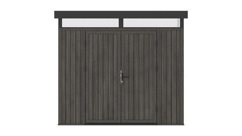 planeo WPC CoEx Flat-Roof Garden Shed M – Dark Grey 250 x 250 x 226.5 cm