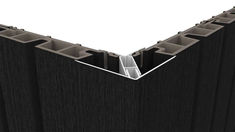 planeo LINEA – Aluminium CoEx external corner profile, black, 3000 x 66 x 66 mm
