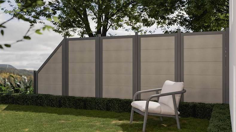 planeo Viento - garden fence upright Bi-Color with aluminium frame in anthracite
