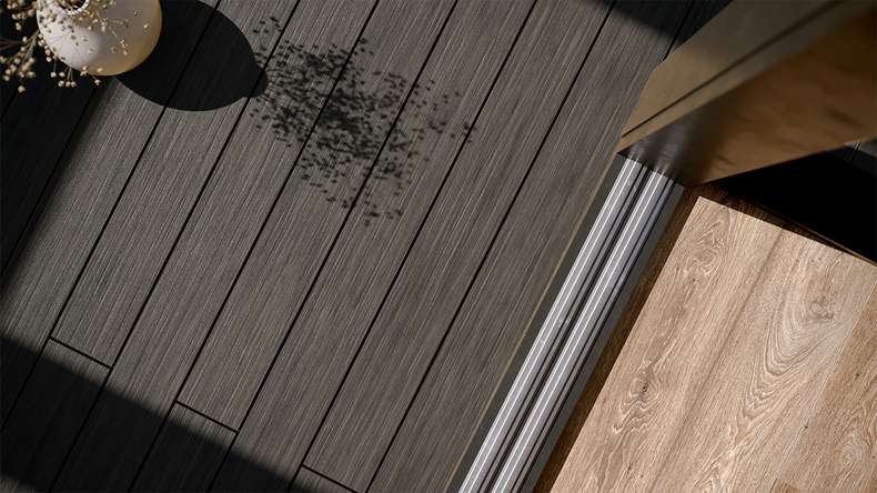 planeo AntikWood WPC decking complete set solid planks - anthracite grey antique aged