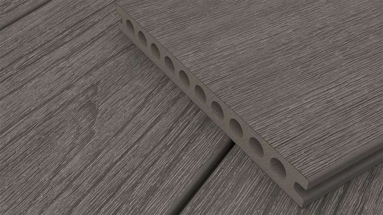 planeo MAXLine Nature - WPC CoEx coated XL decking board hollow chamber - dark grey 3m textured/smooth brushed