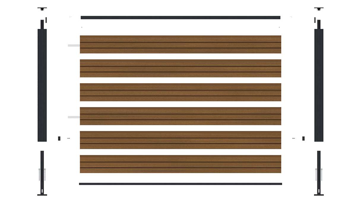 planeo LINEA - WPC CoEx Rhombus Front Garden Plug-in Fence, Burma Teak, 180 x 90 cm