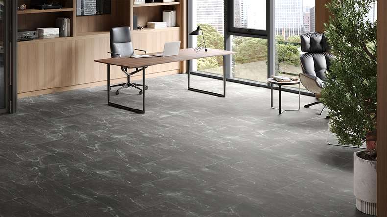 planeo Rigid click vinyl - Stone Botticino Dark Matt | Impact sound insulation integrated (100P2909MT)