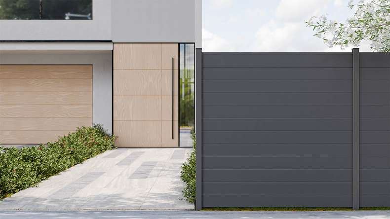 planeo Gardence Simply Small - PVC plug-in fence anthracite grey 180 x 180 cm
